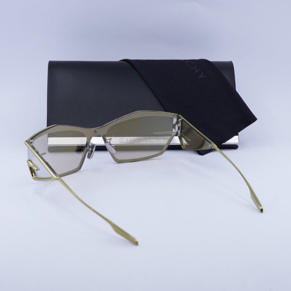 Givenchy GV40066U 39C Sunglasses Yellow Geometric Frame, Smoke Mirror Lenses - Picture 10 of 10
